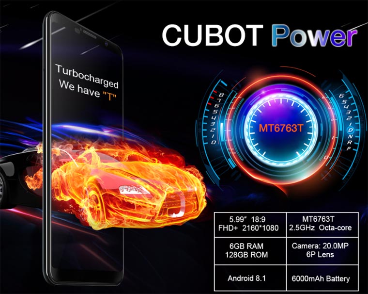 Cubot Power: новый флагман с процессором Helio P23, 6 ГБ оперативной памяти и аккумулятором на 6000 мАч