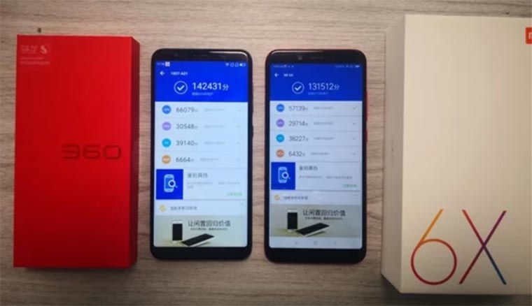 Сравнение производительности смартфонов Xiaomi Mi 6X и 360 N7